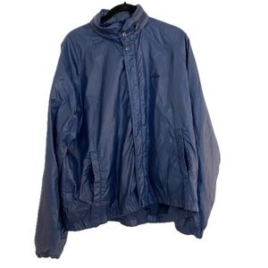 Vintage Sears Braggin Dragon Logo Navy Blue Nylon Grandpa Jacket Full Zip Men XL